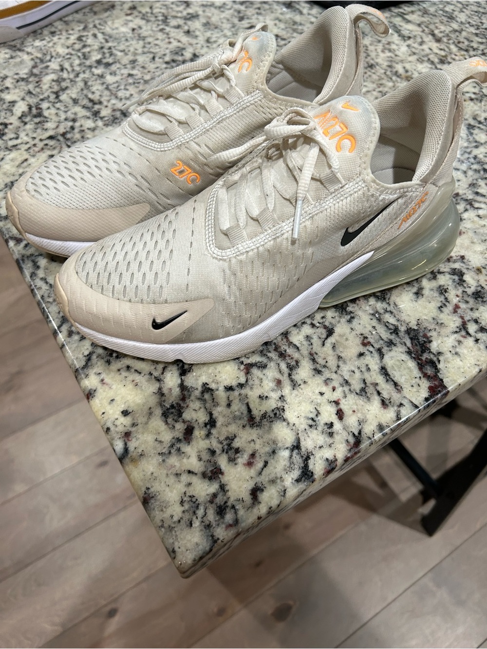 Nike Women's Air Max 270 Sneakers - Cream with Orange Accents